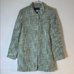 Dialogue Linen Blend Tweed Single Breast Pea Coat. 14. NWT.